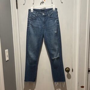MOTHER inside crop fray distressed jeans